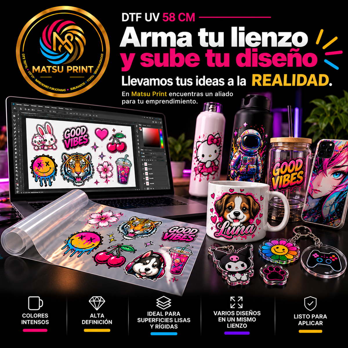 Impresión DTF UV Arma tu lienzo